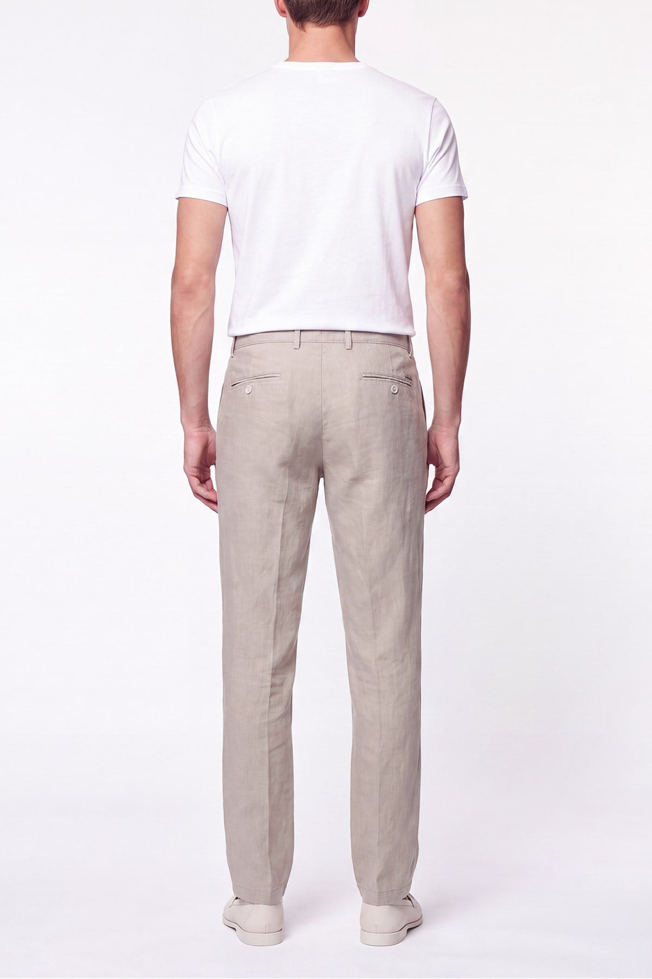 Comfort Fit Beli Lastikli %100 Keten Taş Pantolon P 1215