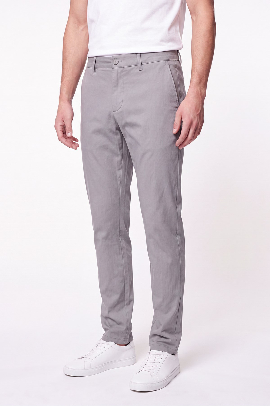 Comfort Fit Beli Lastikli Esnek Keten Gri Pantolon P 1221