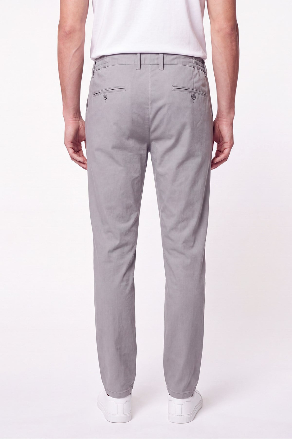 Comfort Fit Beli Lastikli Esnek Keten Gri Pantolon P 1221