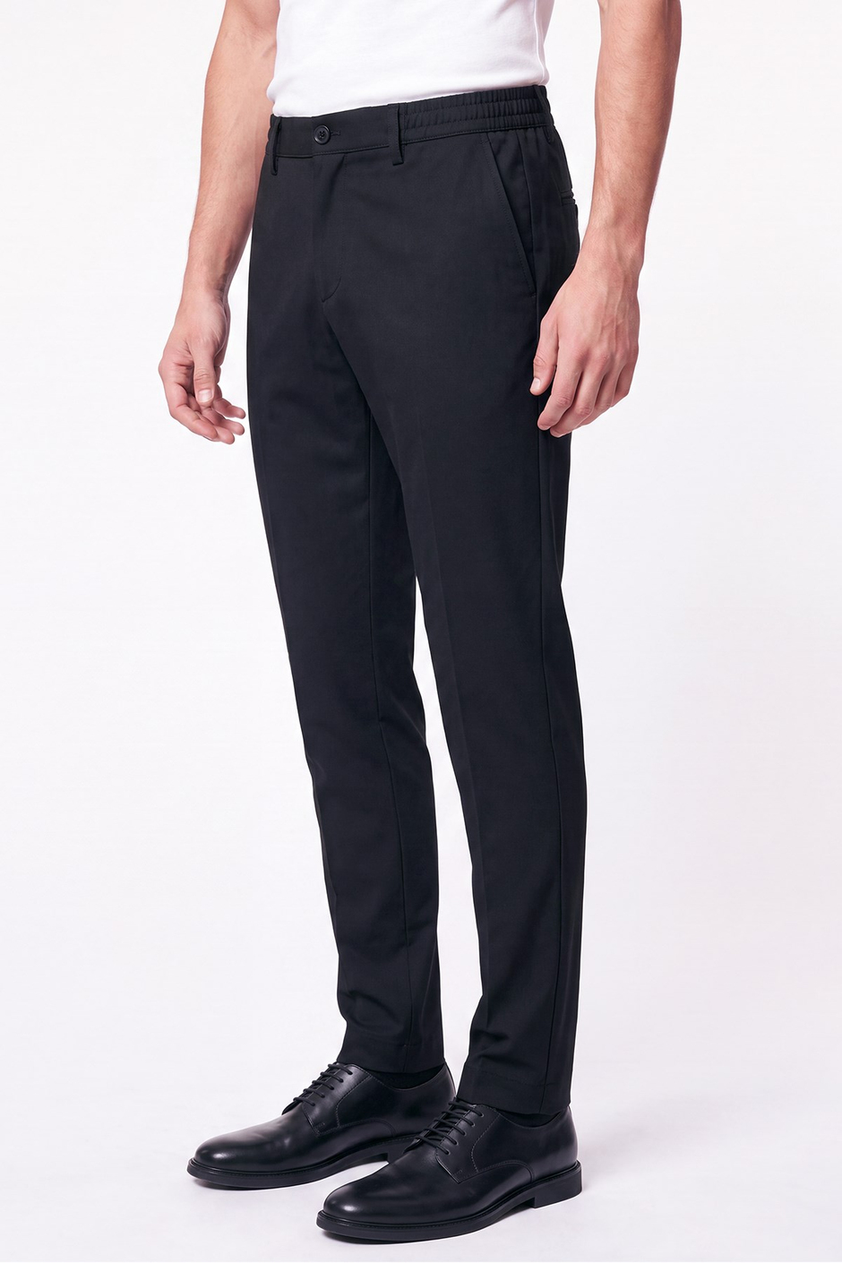 Comfort Fit Beli Lastikli Esnek Pamuk Siyah Jogger Pantolon P 1222