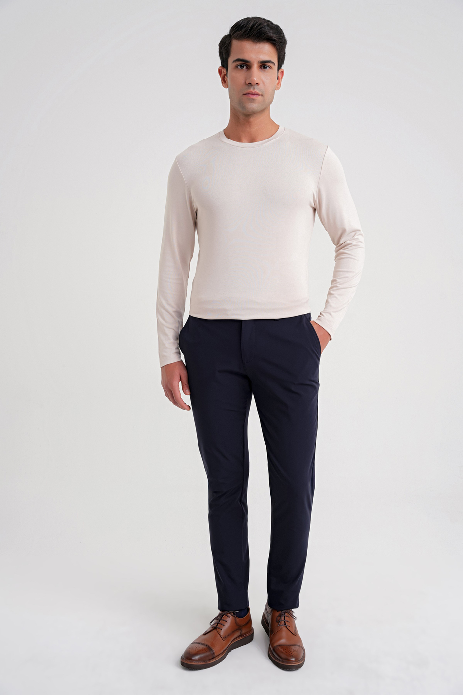 Comfort Fit Beli Lastikli Esnek Pamuk Lacivert-2 Pantolon P 1173