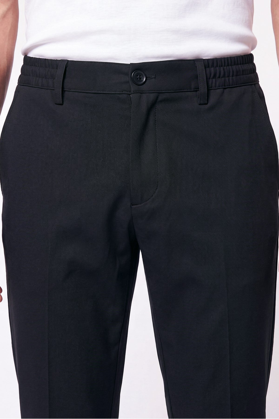 Comfort Fit Beli Lastikli Esnek Pamuk Siyah Jogger Pantolon P 1222