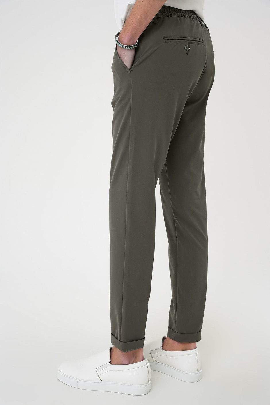 Comfort Fit Beli Lastikli Yan Cep Haki Jogger Pantolon P 1150