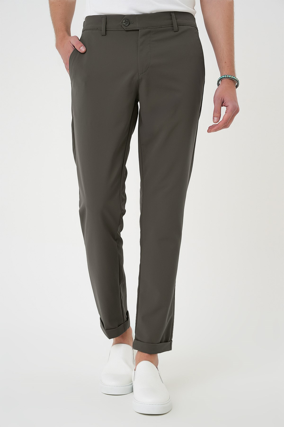 Comfort Fit Beli Lastikli Yan Cep Haki Jogger Pantolon P 1150