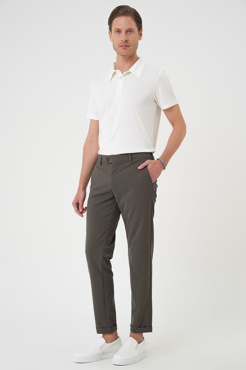 Comfort Fit Beli Lastikli Yan Cep Haki Jogger Pantolon P 1150