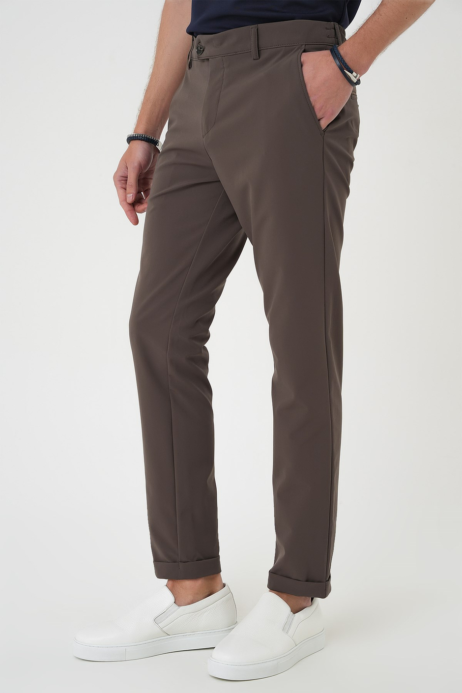 Comfort Fit Beli Lastikli Yan Cep Koyu Haki Jogger Pantolon P 1150