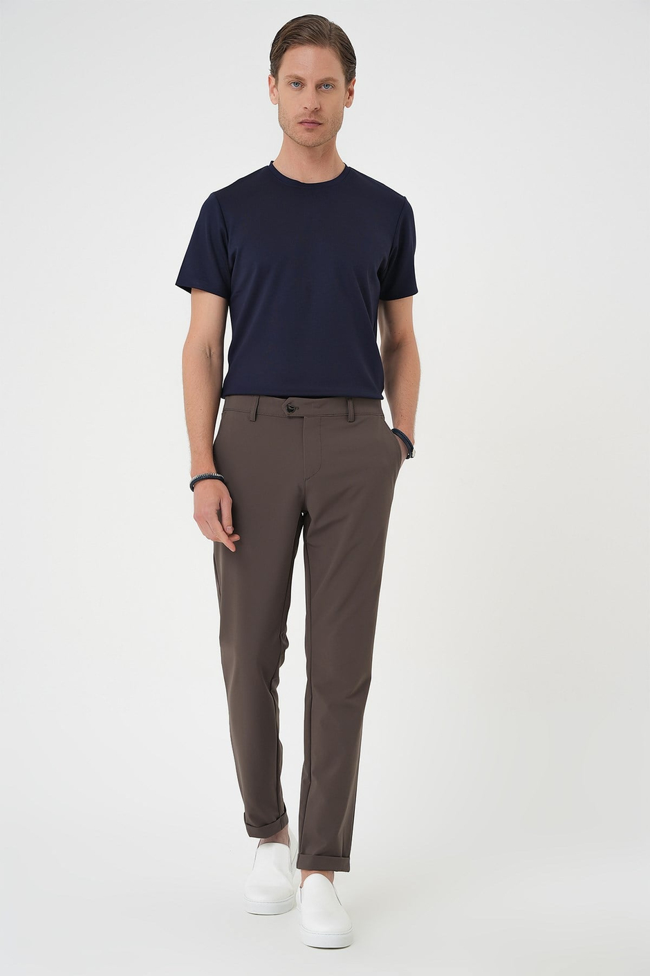 Comfort Fit Beli Lastikli Yan Cep Koyu Haki Jogger Pantolon P 1150