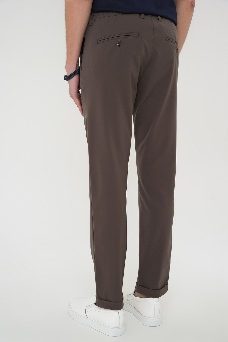 Comfort Fit Beli Lastikli Yan Cep Koyu Haki Jogger Pantolon P 1150