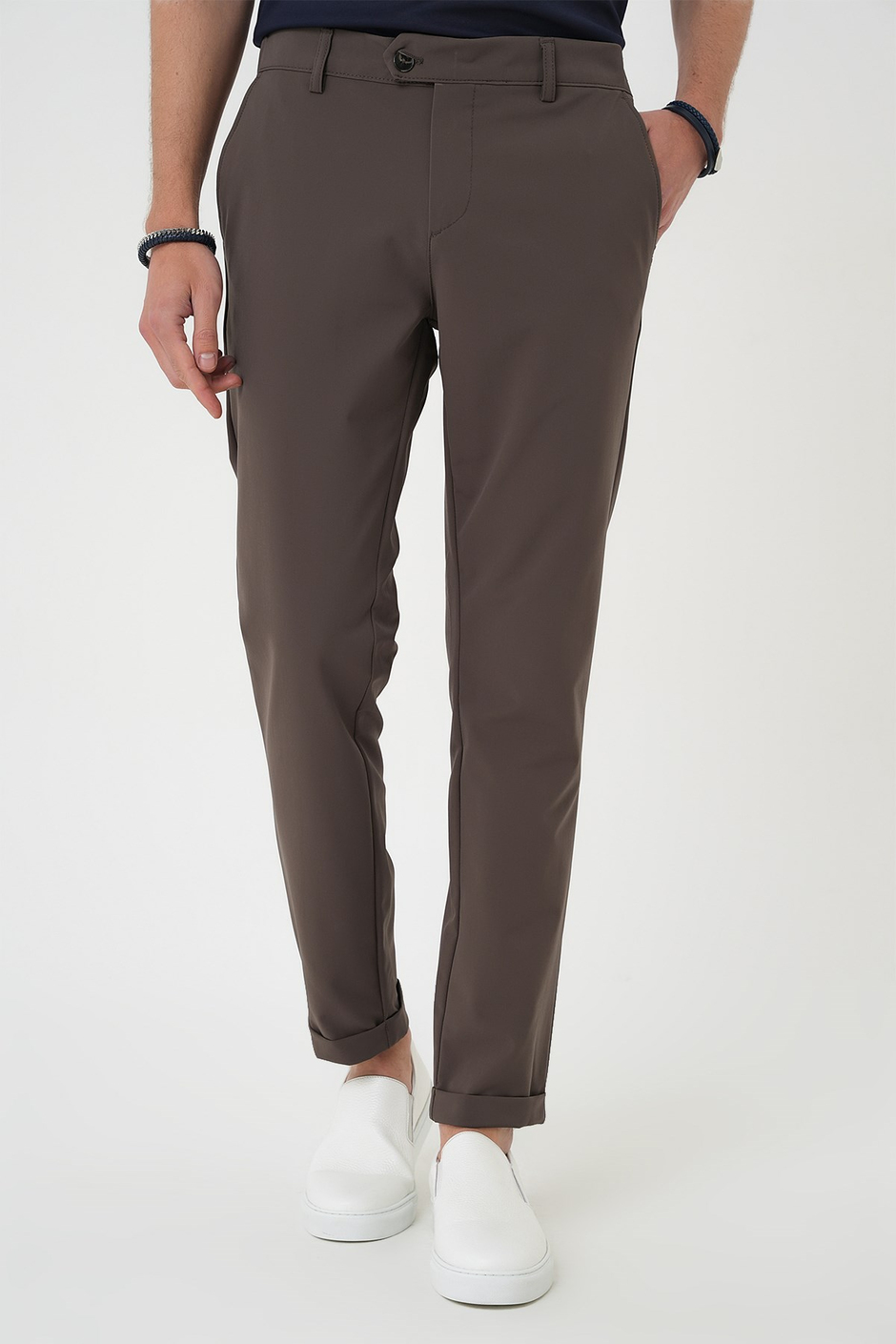 Comfort Fit Beli Lastikli Yan Cep Koyu Haki Jogger Pantolon P 1150