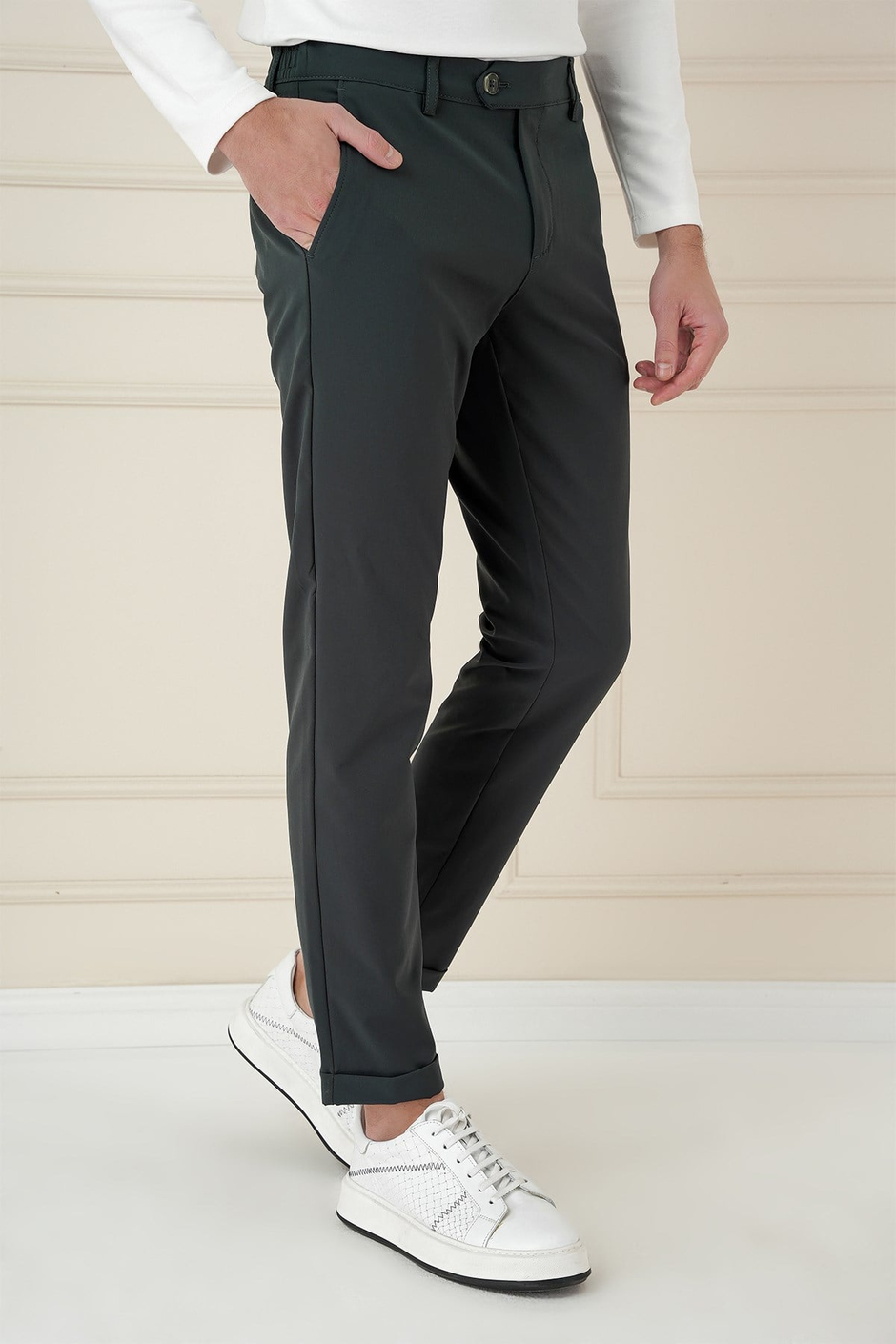Comfort Fit Beli Lastikli Yan Cep Nefti Jogger Pantolon P 1150