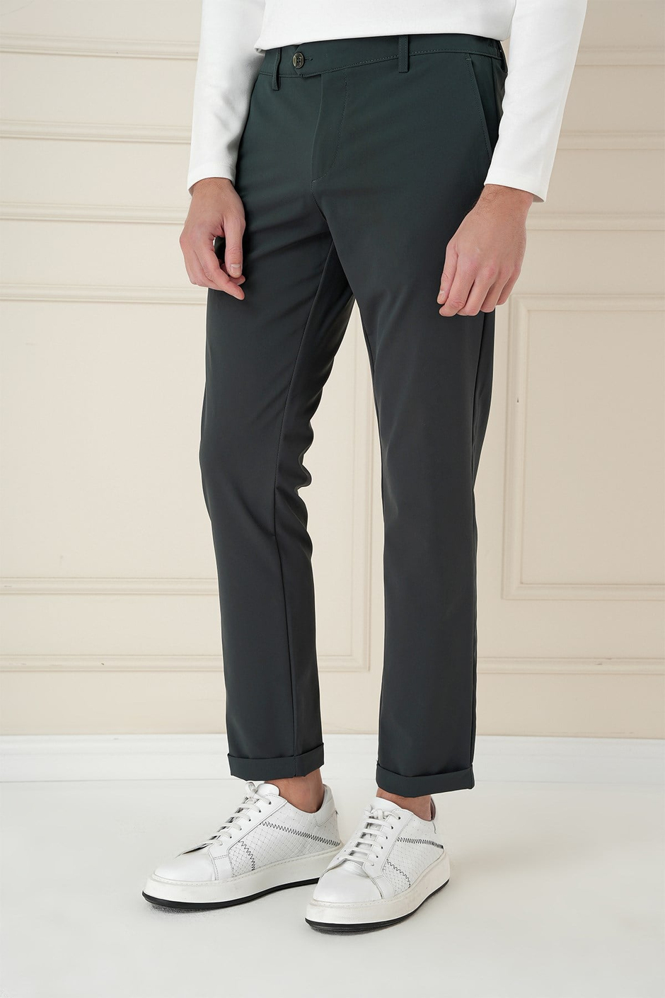 Comfort Fit Beli Lastikli Yan Cep Nefti Jogger Pantolon P 1150