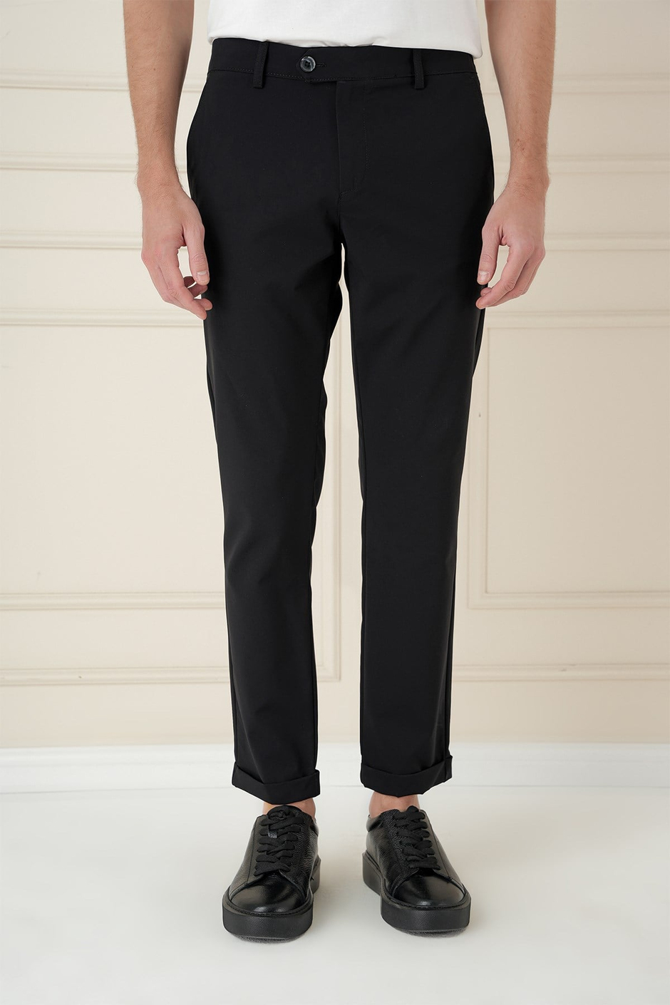 Comfort Fit Beli Lastikli Yan Cep Siyah Jogger Pantolon P 1150