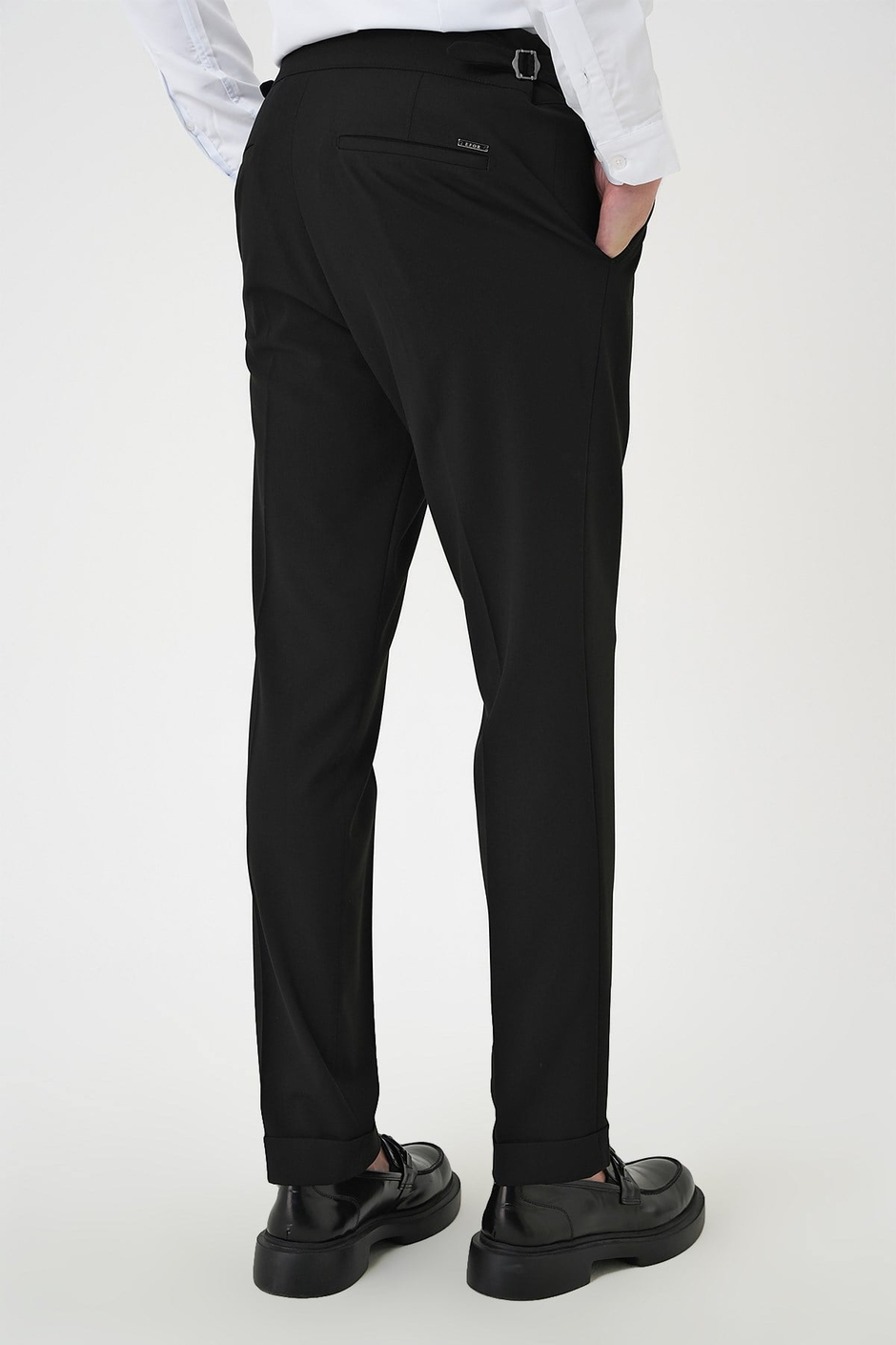 Comfort Fit Beli Tokalı Pileli Siyah Jogger Pantolon P 1170