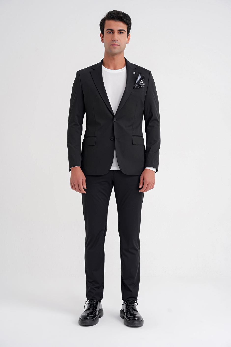 Comfort Fit Çift Yırtmaç Pamuk Karışım Dokulu Siyah Blazer Ceket C 722