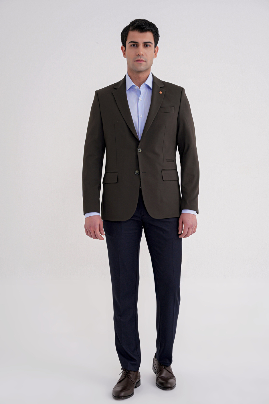 Comfort Fit Çift Yırtmaç Spandex Karışım Esnek Pamuklu Haki Ceket C 727