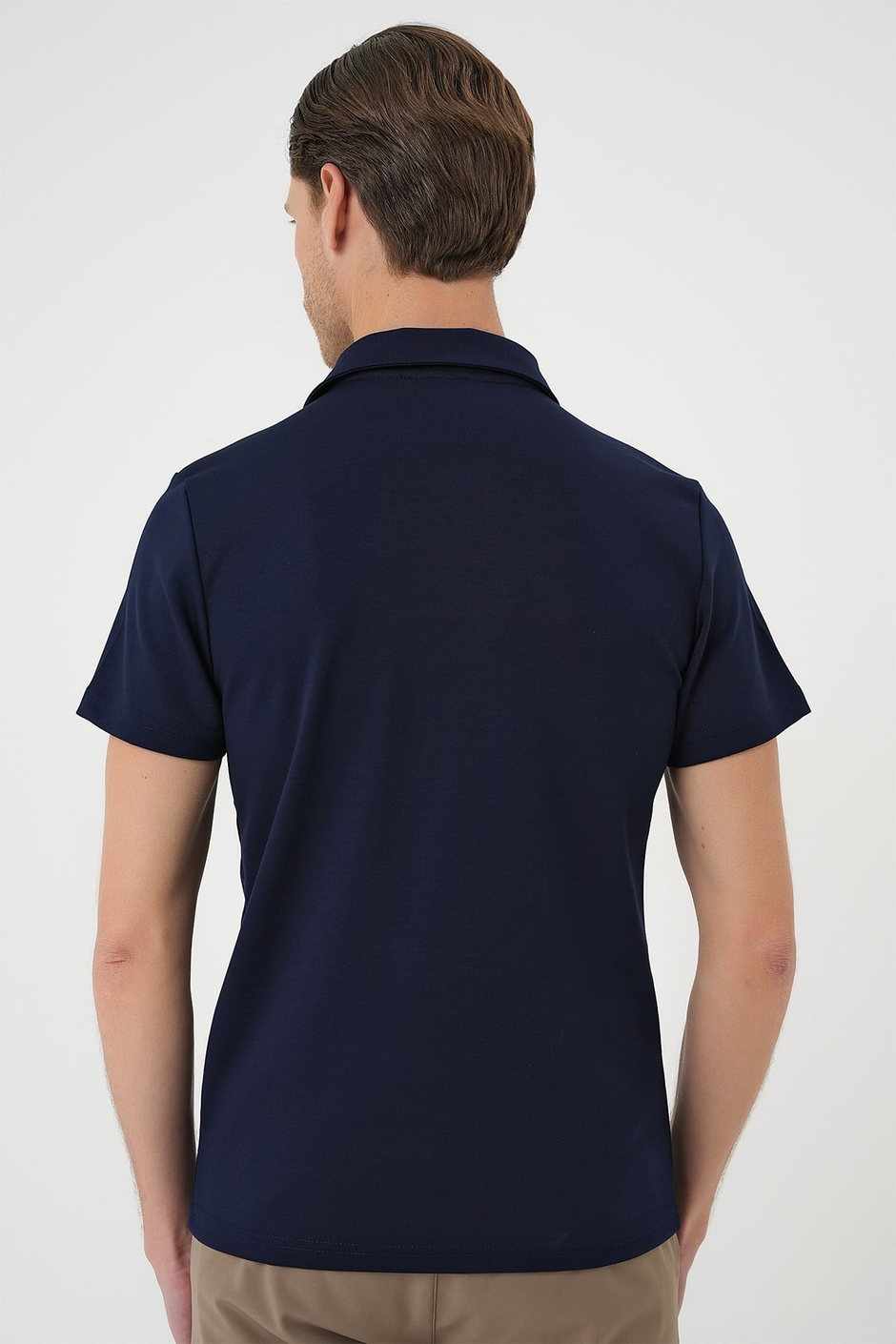 Comfort Fit Esnek Pamuk Düğmeli Lacivert Polo Yaka Tişört Ts 886