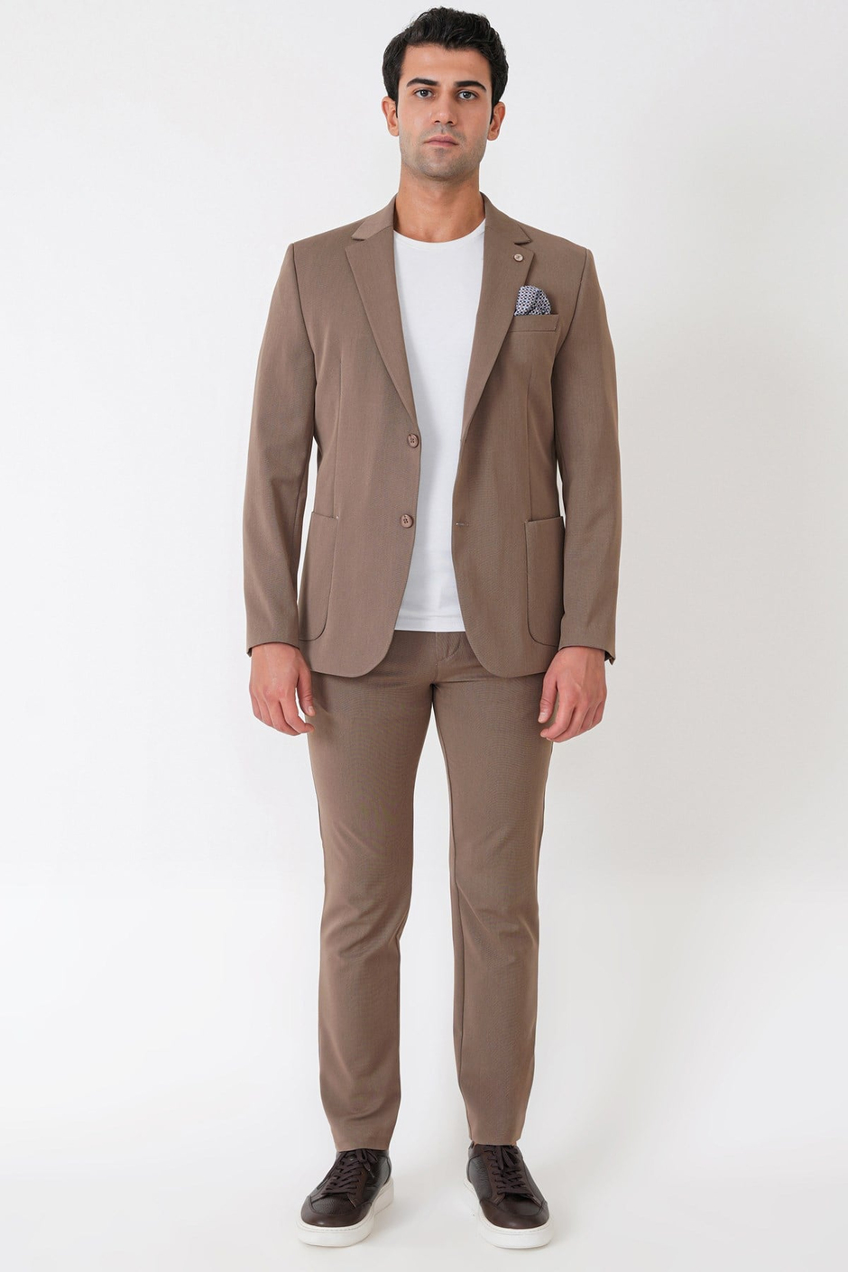 Comfort Fit Esnek Pamuklu Torba Cep Vizon Blazer Ceket C 743