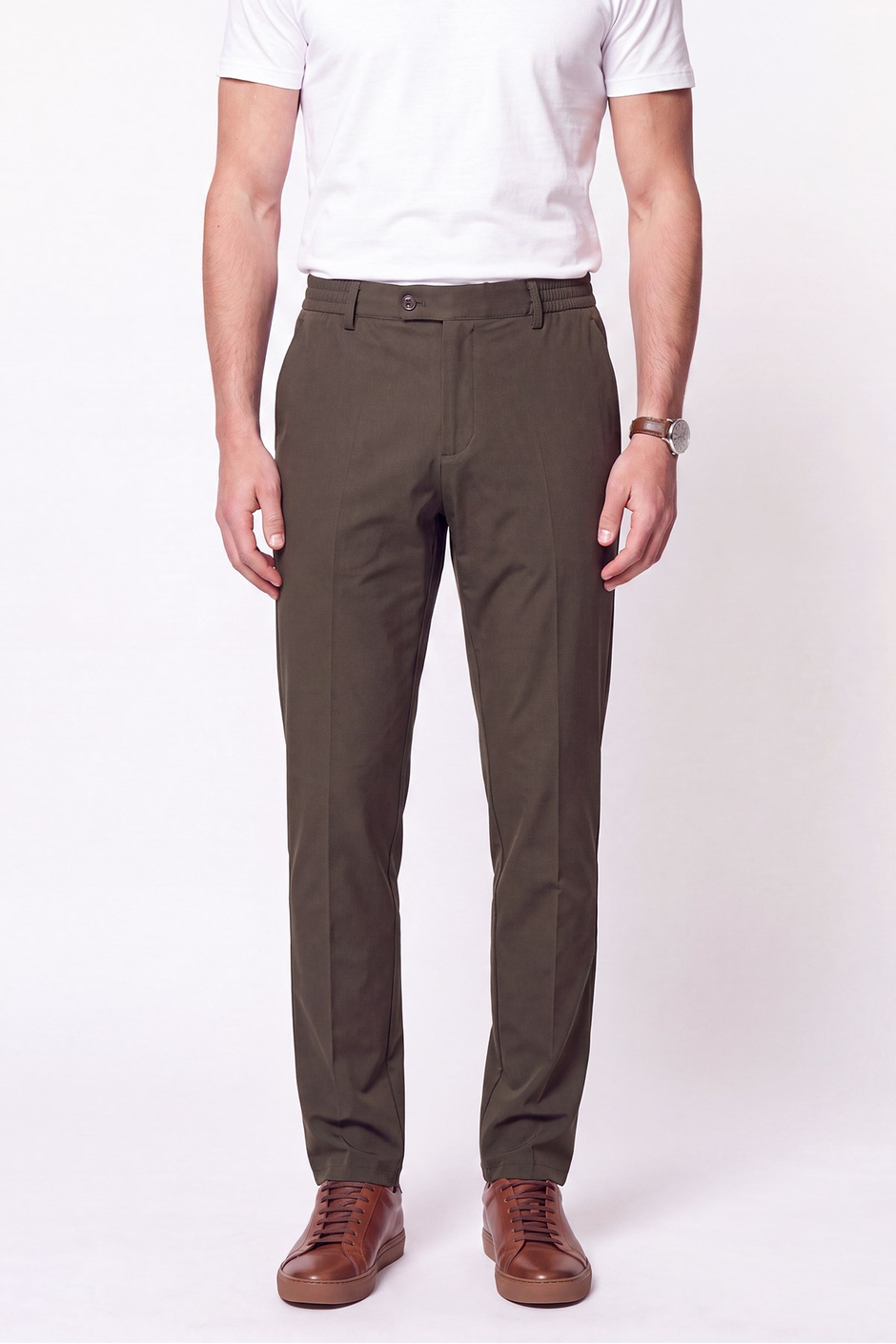 Comfort Fit Esnek Pamuklu Yan Cep Haki Jogger Pantıolon P 1220