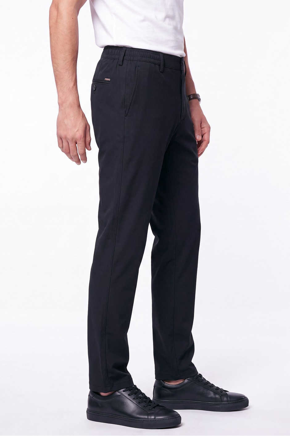 Comfort Fit Esnek Pamuklu Yan Cep Siyah Jogger Pantıolon P 1220