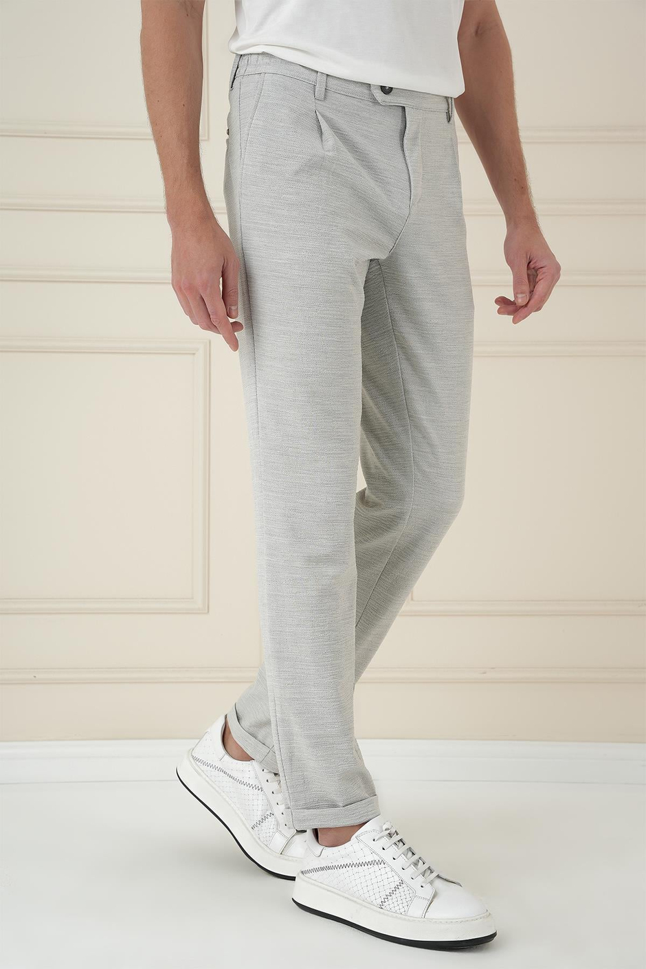 Comfort Fit Gofre Dokulu Beli Lastikli Pileli Taş Jogger Pantolon P 1174