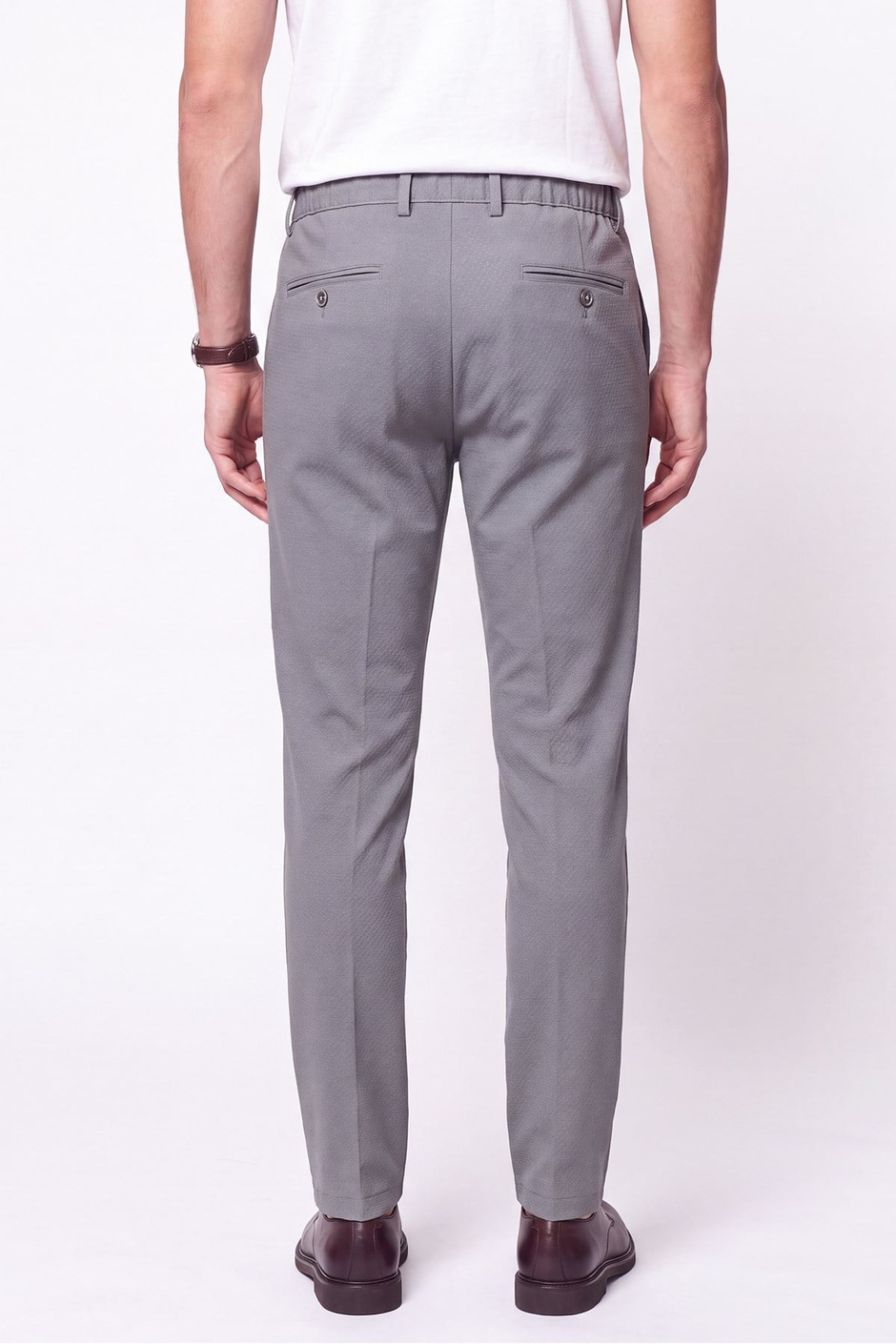 Comfort Fit Gofre Kumaş Esnek Pamuk Gri Jogger Pantolon P 1224