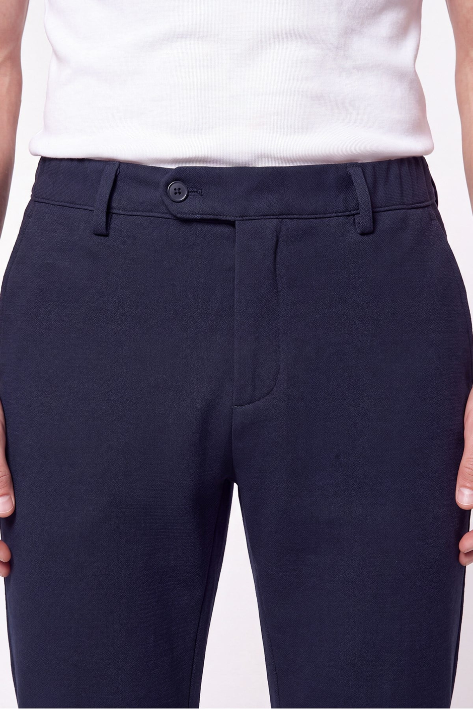 Comfort Fit Gofre Kumaş Esnek Pamuk Lacivert Jogger Pantolon P 1224