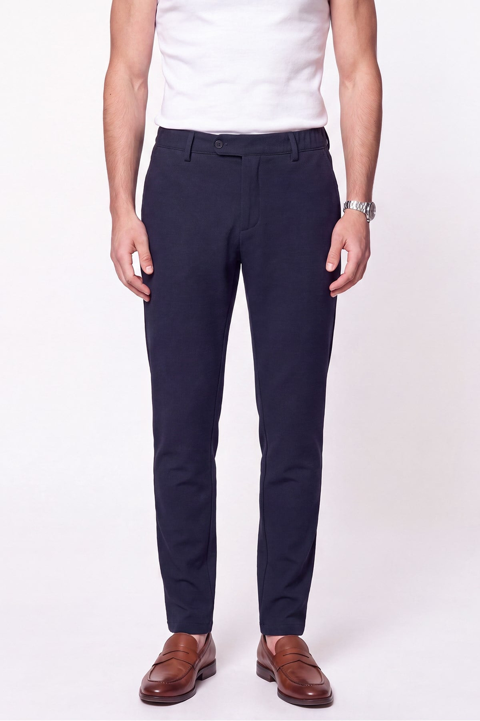 Comfort Fit Gofre Kumaş Esnek Pamuk Lacivert Jogger Pantolon P 1224