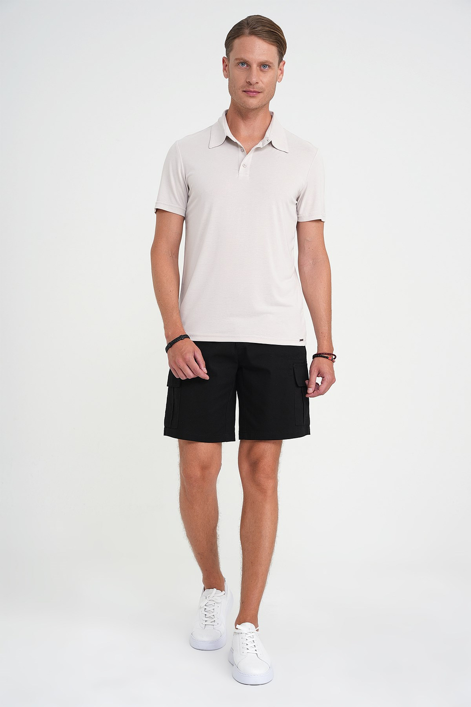 Comfort Fit Modal Karışım Kıvrılmaz Polo Yaka Taş Tişört TS 903