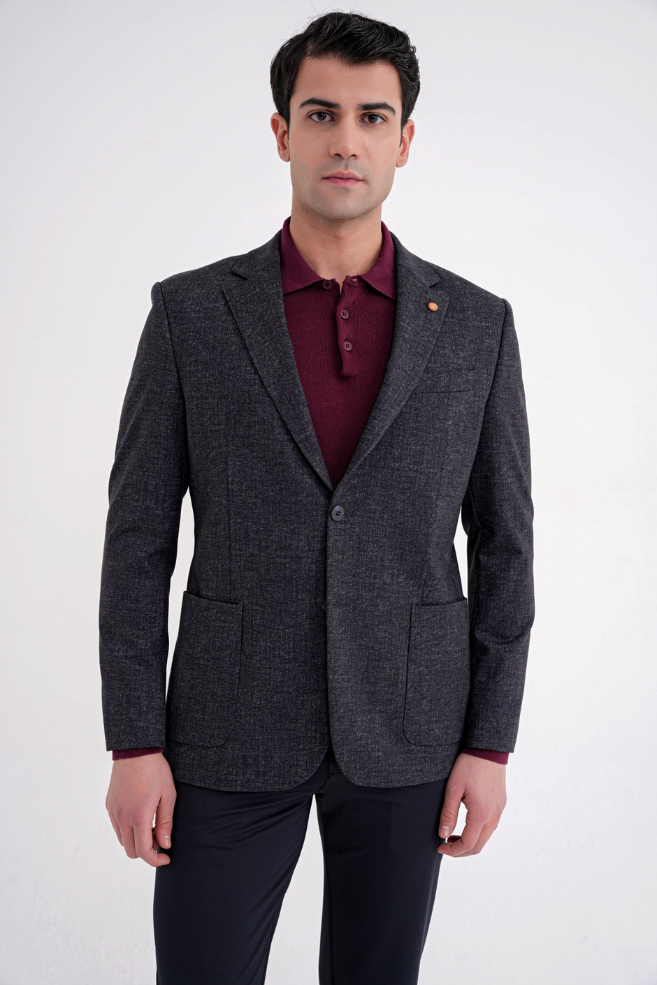 Comfort Fit Mono Yaka Çift Yırtmaç Pamuklu Lacivert Ceket C 720