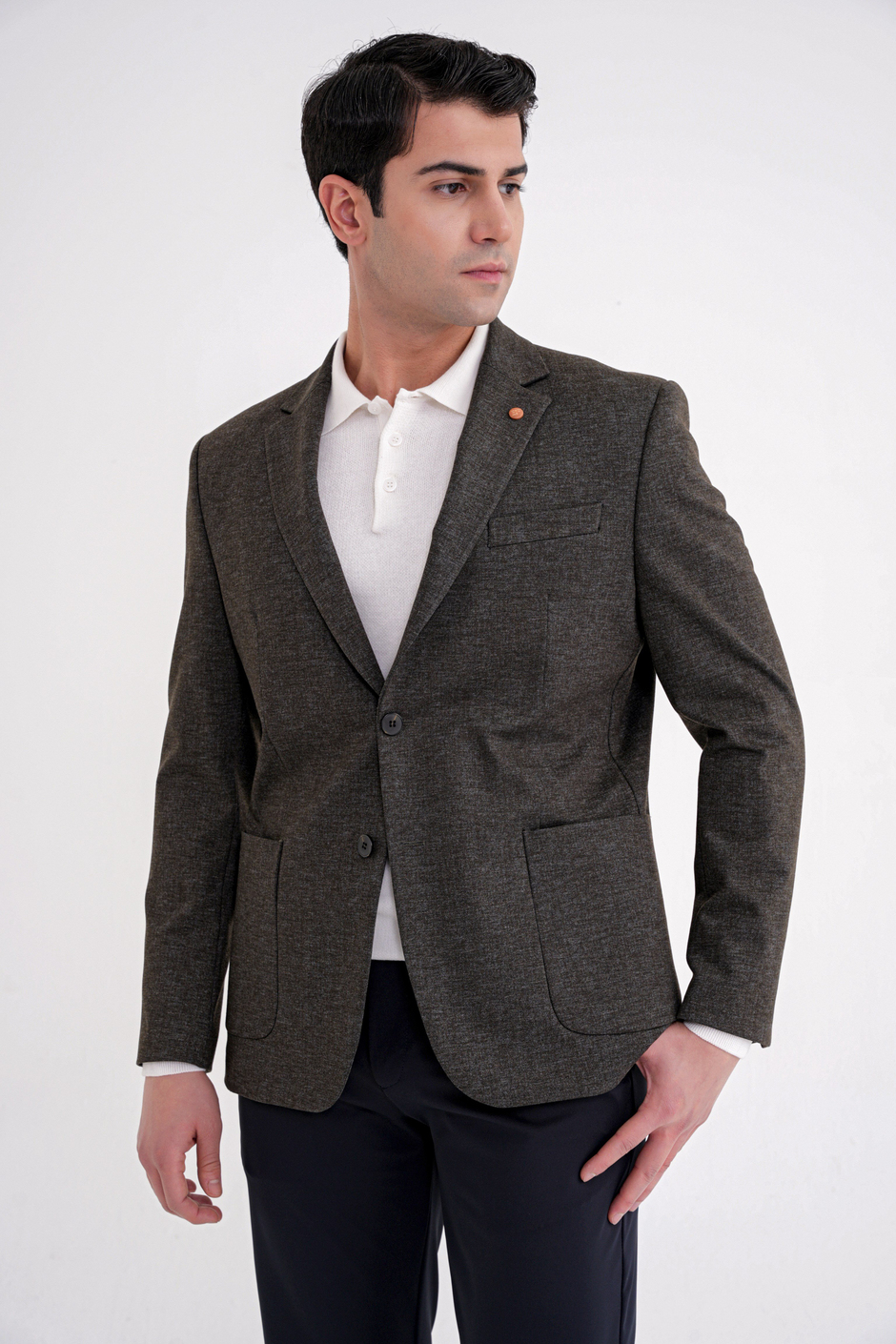 Comfort Fit Mono Yaka Çift Yırtmaç Pamuklu Haki Ceket C 720