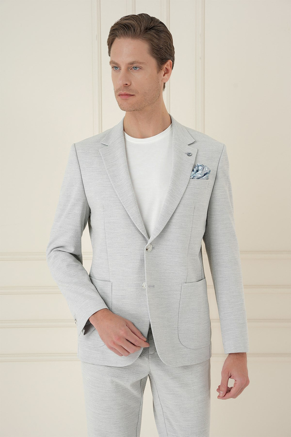 Comfort Fit Mono Yaka Çift Yırtmaç Torba Cep Taş Blazer Ceket C 698