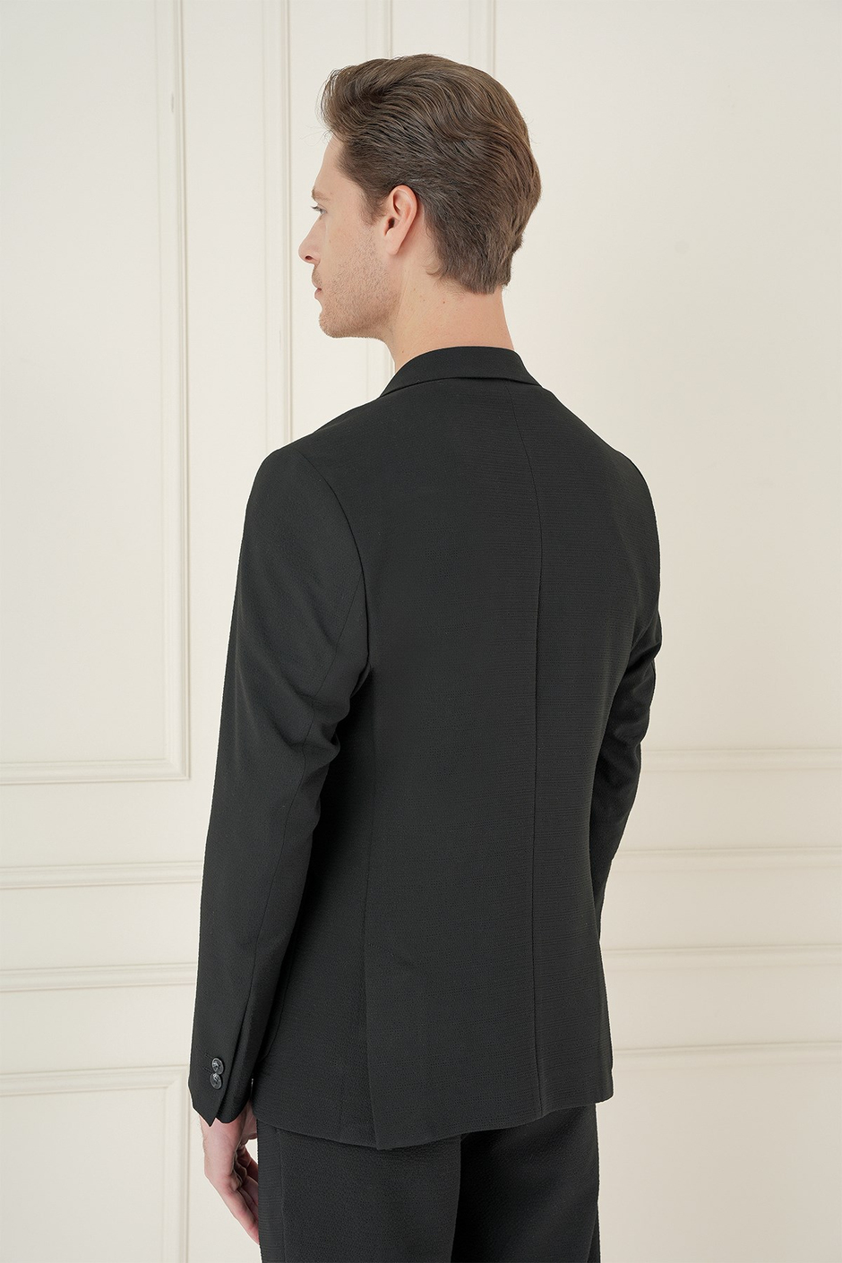 Comfort Fit Mono Yaka Çift Yırtmaç Torba Cep Siyah Blazer Ceket C 698