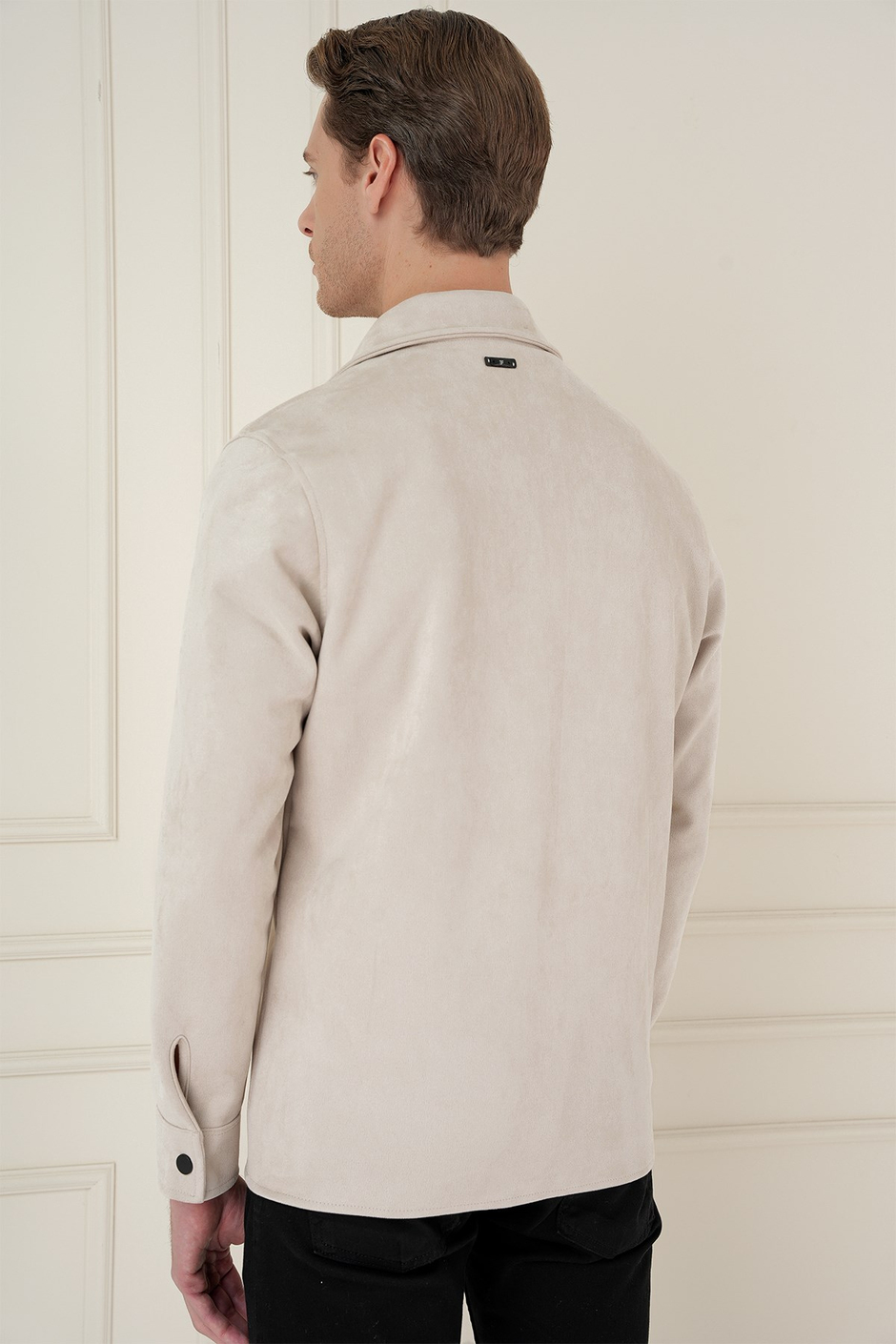 Comfort Fit Mono Yaka Kapaklı Cep Esnek Pamuklu Taş Süet Ceket C 699