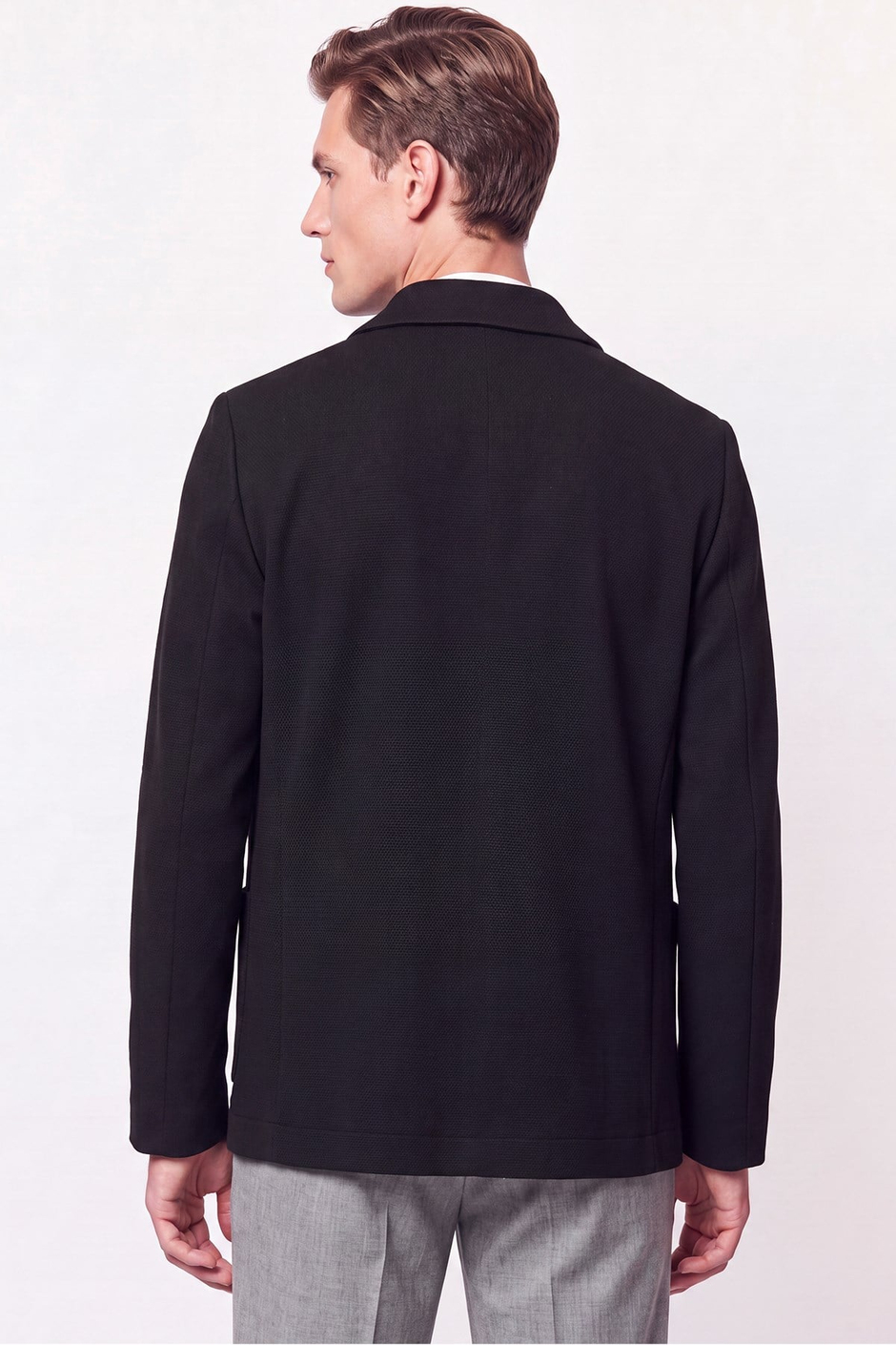 Comfort Fit Örme Dokulu Torba Cep Düğmeli Siyah Mevsimlik Gömlek Ceket C 732