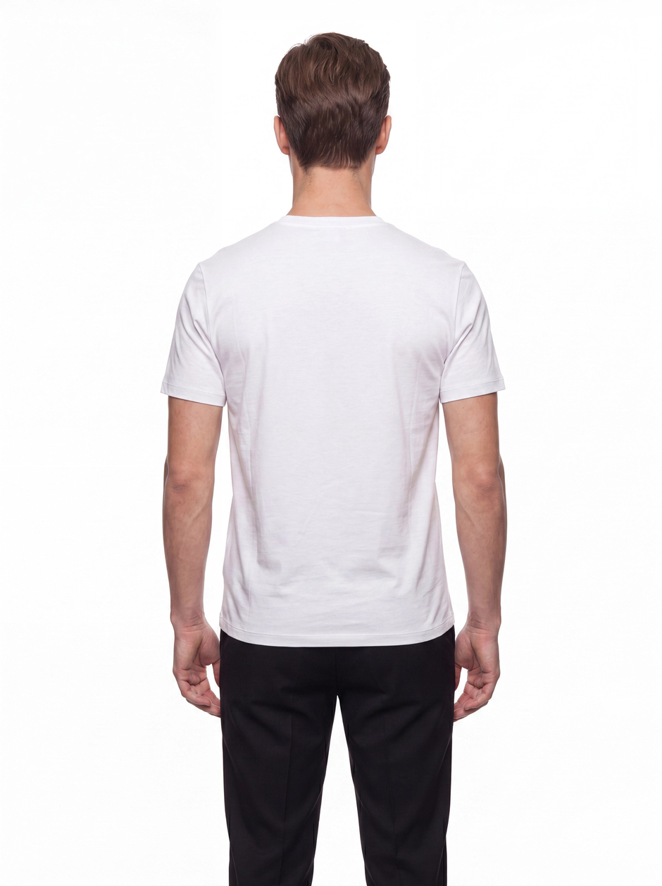 Comfort Fit Pamuklu Modal Kumaş Bisiklet Yaka Ekru Tişört TS 924