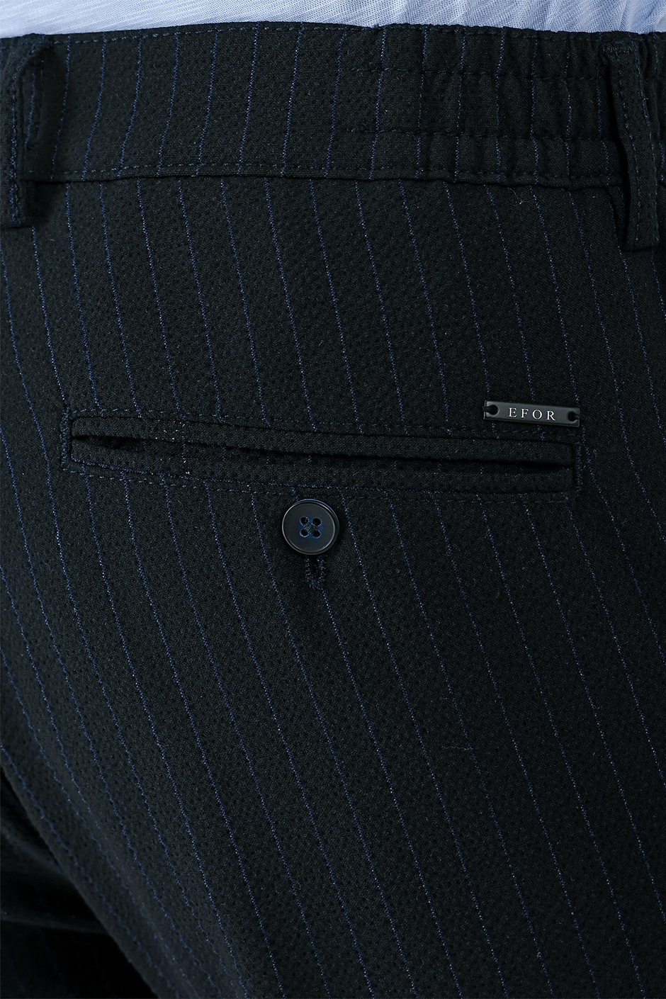 Comfort Fit Pileli İtalyan Çizgili Esnek Pamuk Siyah Pantolon  P 1156