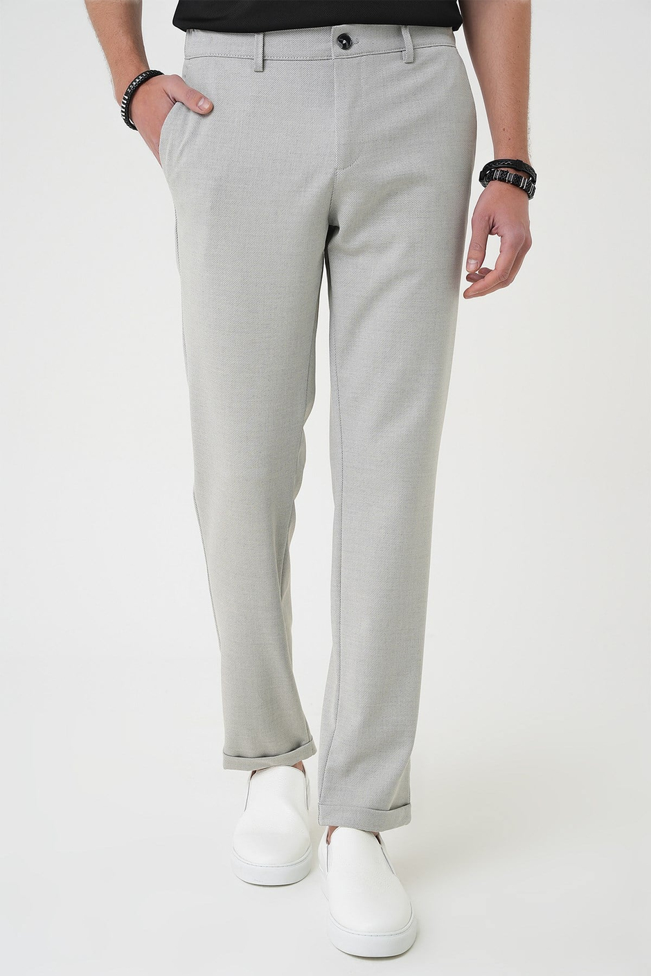 Comfort Fit Rahat Kalıp Beli Lastikli Gri Jogger Pantolon  P 1183