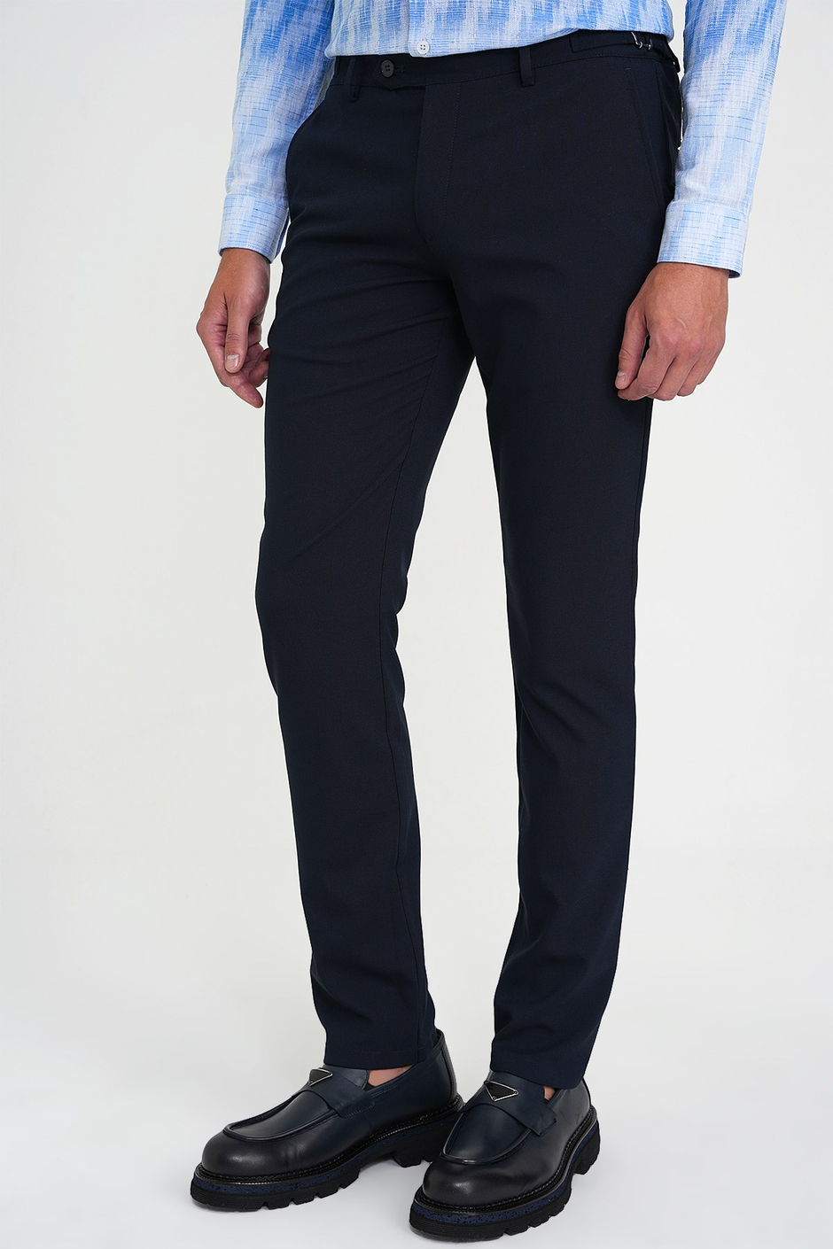 Comfort Fit Rahat Kalıp Beli Lastikli Yandan Tokalı Esnek Lacivert Jogger Pantolon P 1178