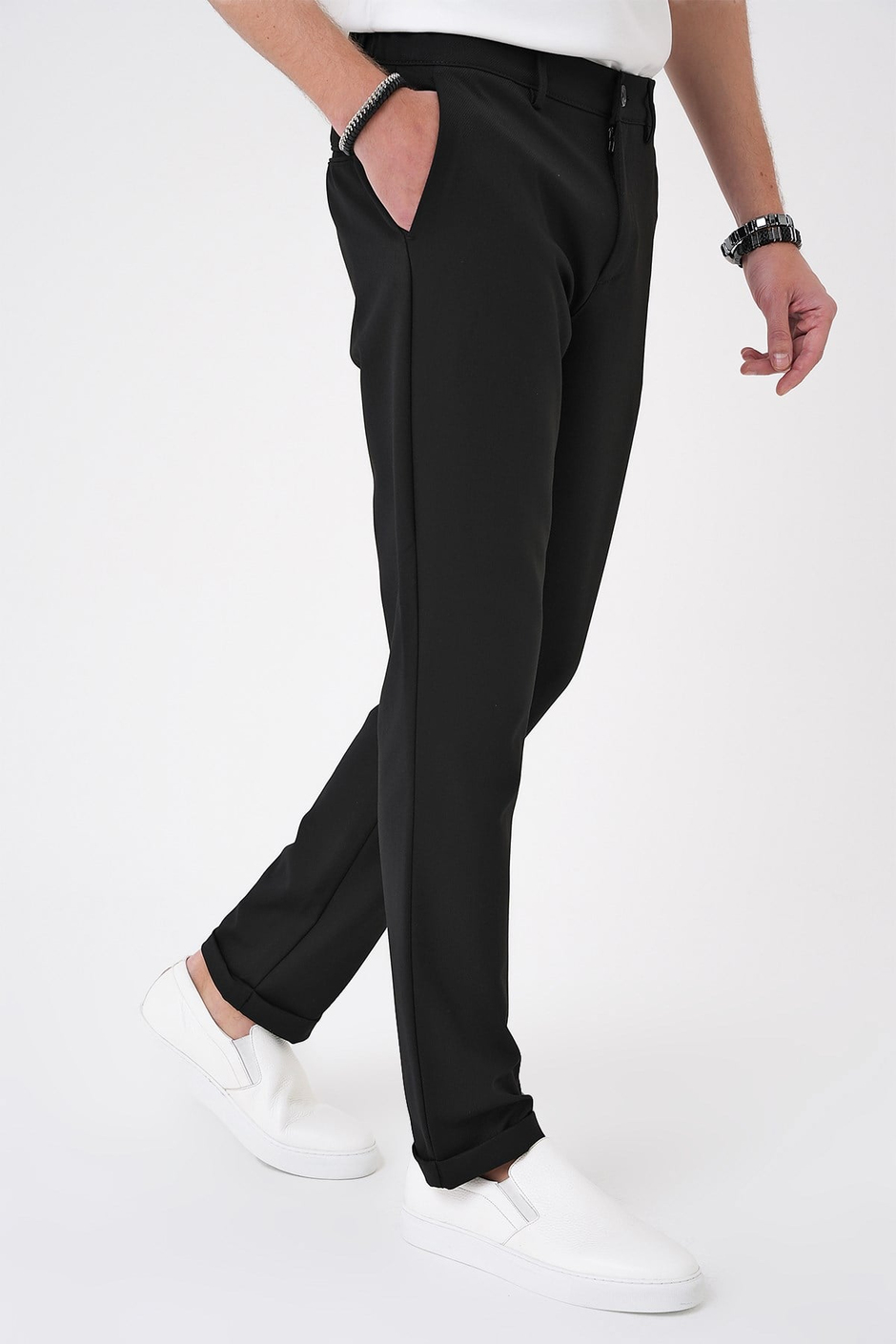 Comfort Fit Rahat Kalıp Beli Lastikli Siyah Jogger Pantolon  P 1183