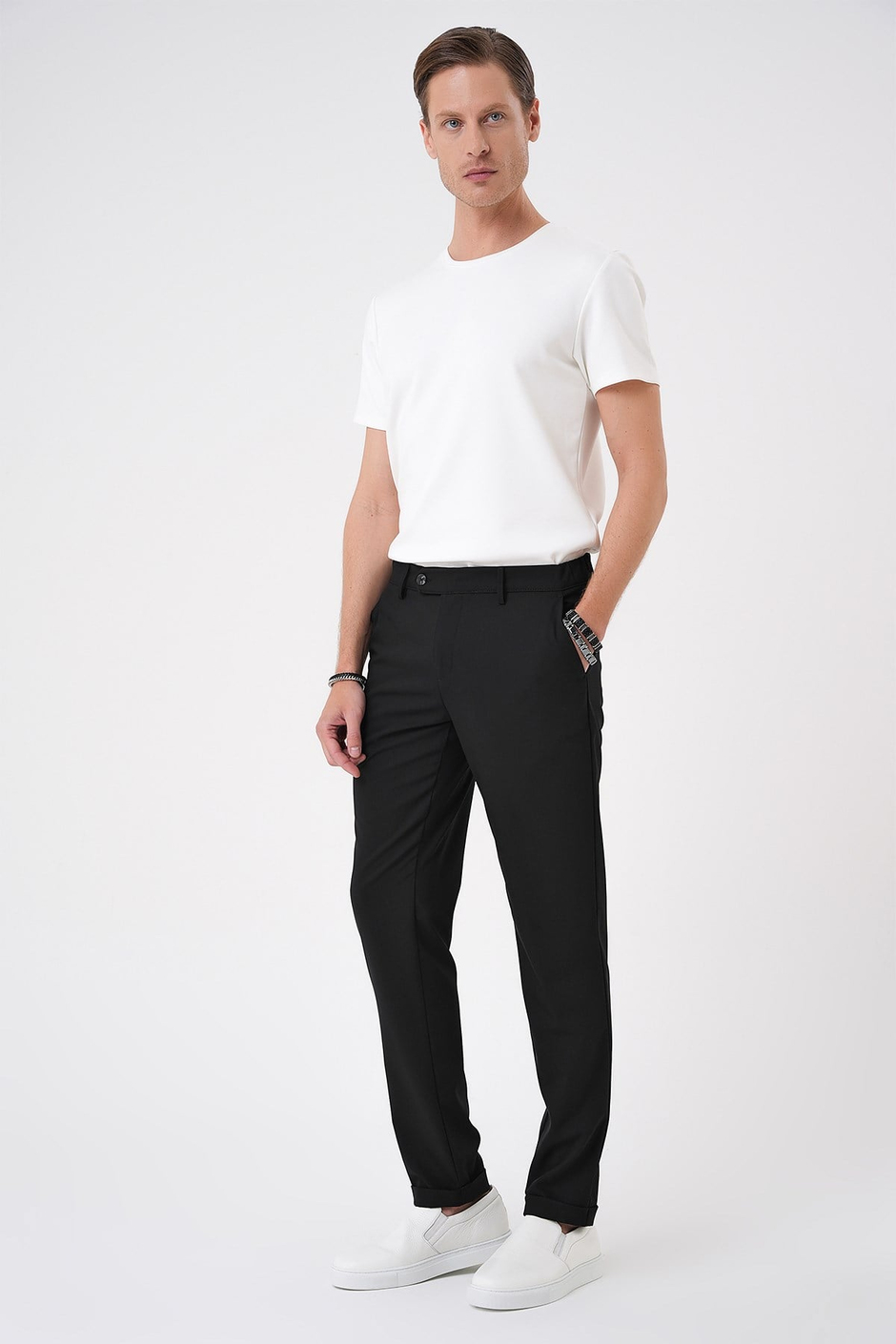 Comfort Fit Rahat Kalıp Beli Lastikli Siyah Jogger Pantolon  P 1184