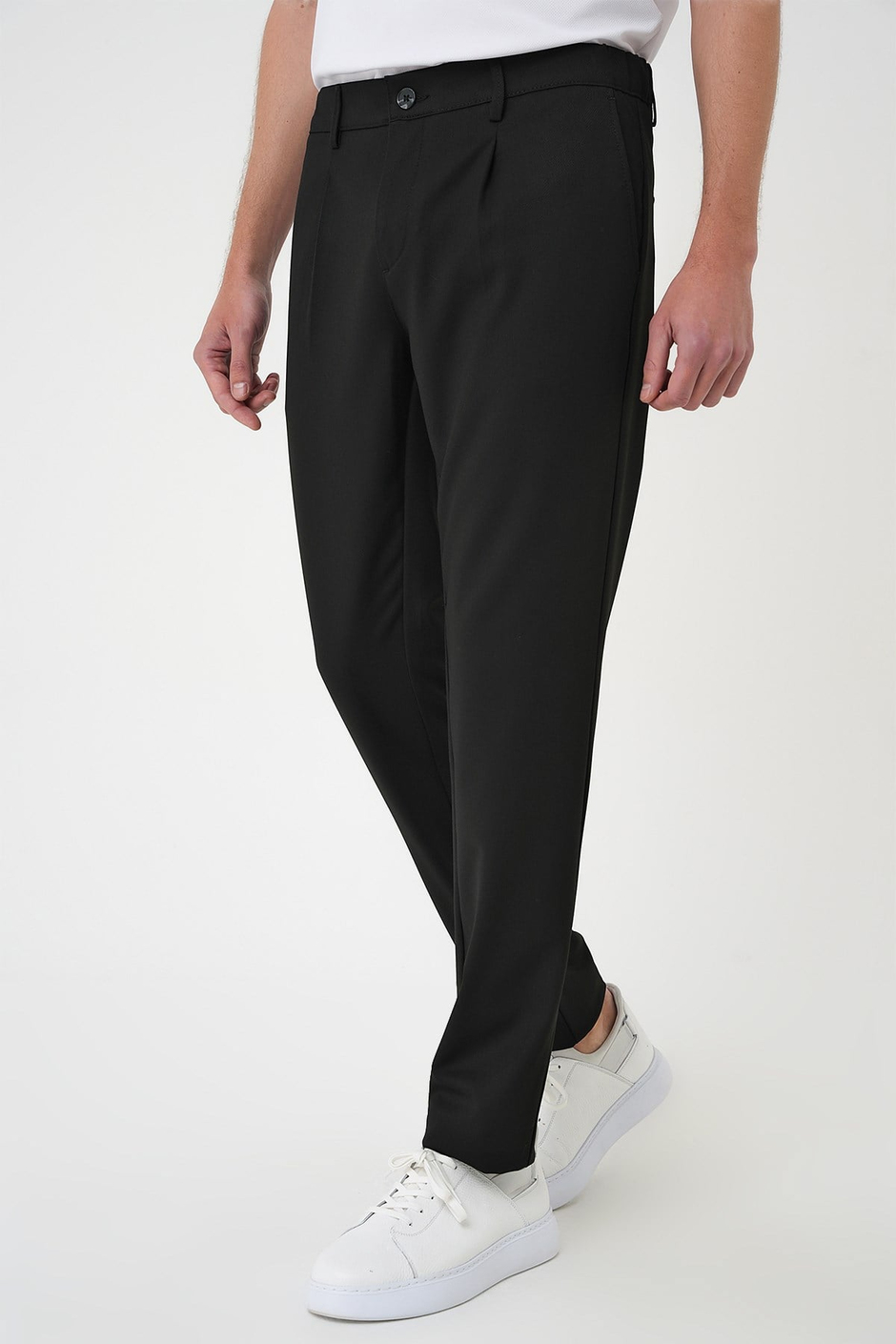 Comfort Fit Rahat Kalıp Beli Lastikli Pileli Siyah Jogger Pantolon  P 1182
