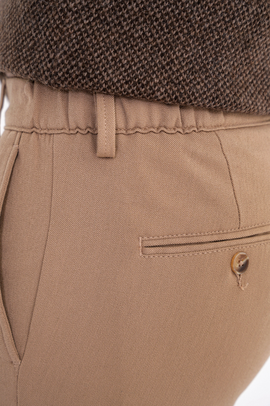 Comfort Fit Rahat Kalıp Beli Lastikli Esnek Pamuklu Düz Bej Pantolon P 1200