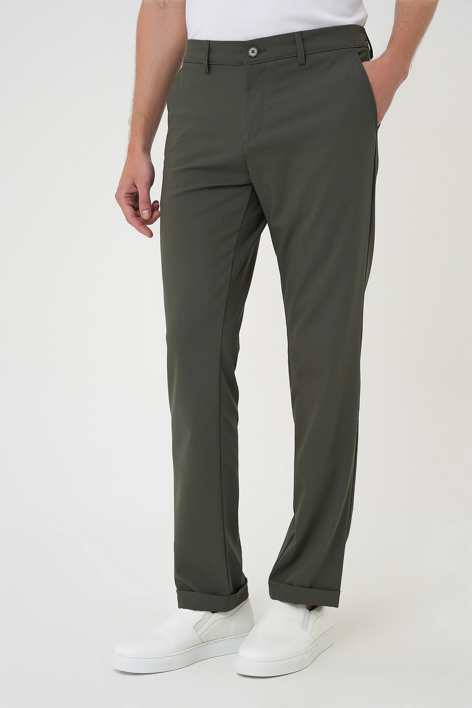 Comfort Fit Rahat Kalıp Beli Lastikli Haki Jogger Pantolon  P 1185