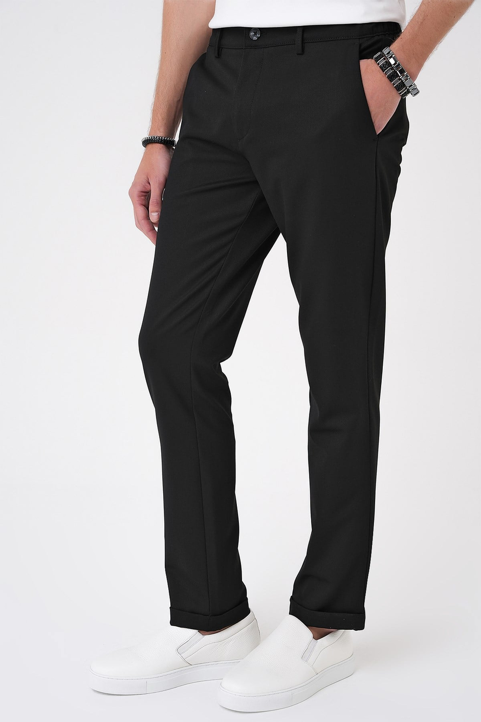 Comfort Fit Rahat Kalıp Beli Lastikli Siyah Jogger Pantolon  P 1183