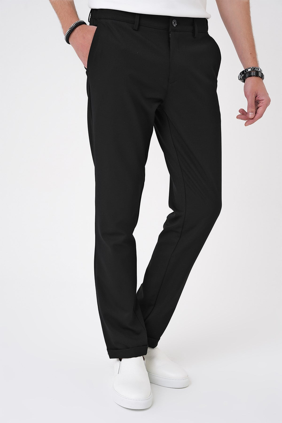 Comfort Fit Rahat Kalıp Beli Lastikli Siyah Jogger Pantolon  P 1183