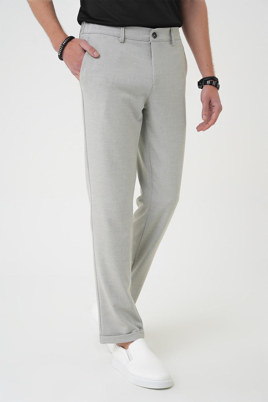 Comfort Fit Rahat Kalıp Beli Lastikli Gri Jogger Pantolon  P 1183