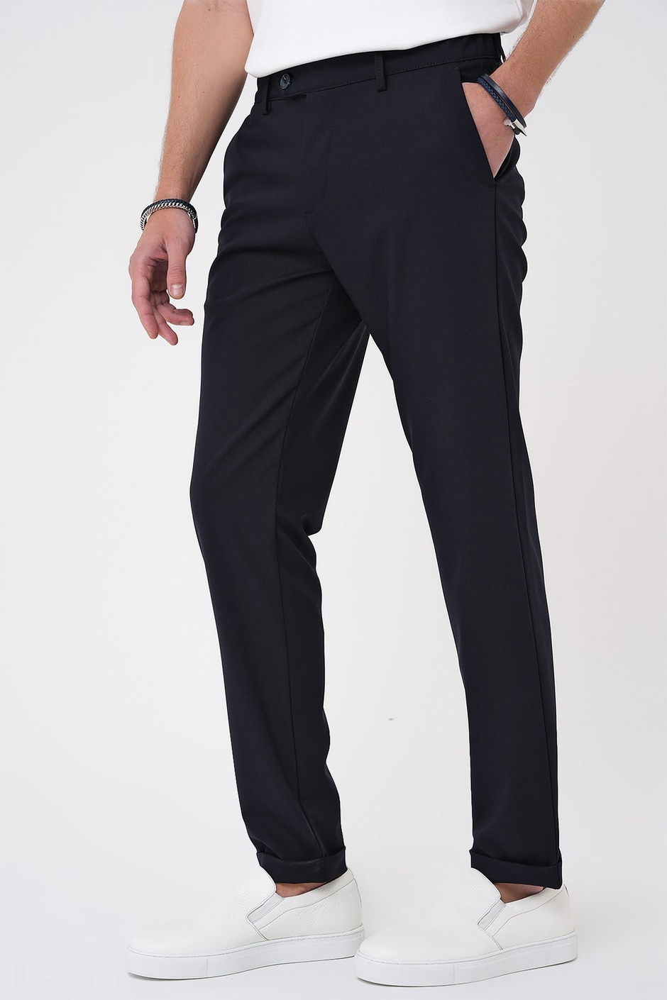 Comfort Fit Rahat Kalıp Beli Lastikli Lacivert Jogger Pantolon  P 1184