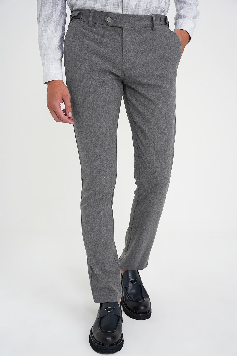 Comfort Fit Rahat Kalıp Beli Lastikli Yandan Tokalı Esnek Açık Gri Jogger Pantolon P 1178