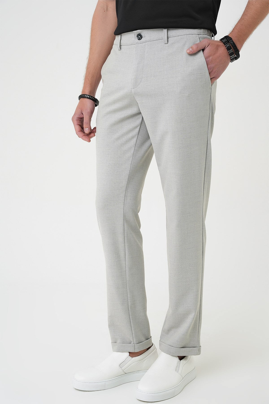 Comfort Fit Rahat Kalıp Beli Lastikli Gri Jogger Pantolon  P 1183