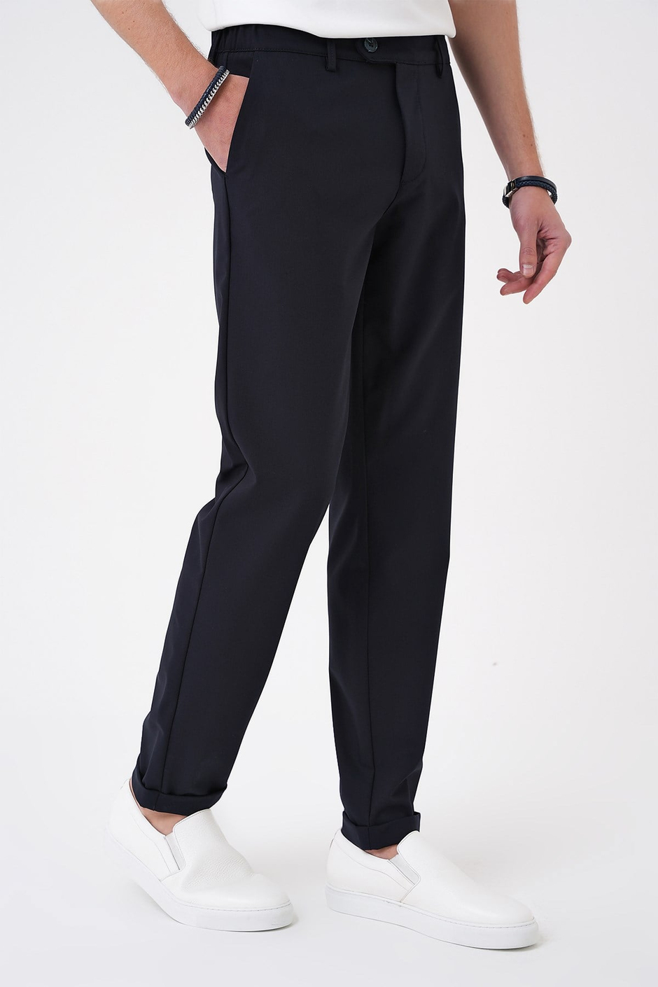 Comfort Fit Rahat Kalıp Beli Lastikli Lacivert Jogger Pantolon  P 1184